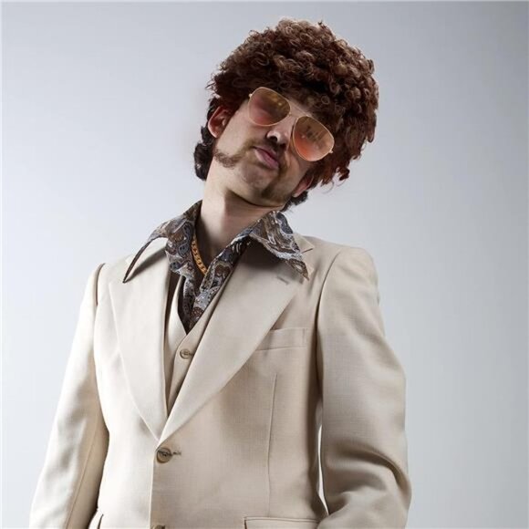 Hippie Costume Set Funky Afro Wig Sunglasses Necklace for 50/60/70s Theme Party - Picture 5 of 7